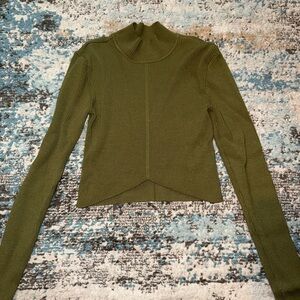 Garage Olive Ribbed Knit Crop Top